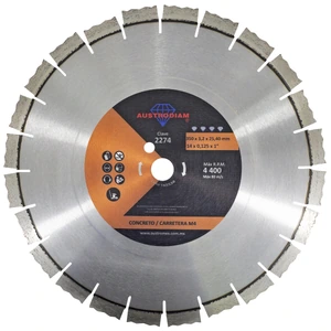 Disco de diamante de 350 x 3.2 x 25.4 mm para corte concreto fresco con agregados duros y muy duros