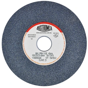AUSTROMEX-23 / 23 Rueda Abrasiva para esmerilar todo tipo de acero, hierro forjado de 150 x 25 x 25.40 mm