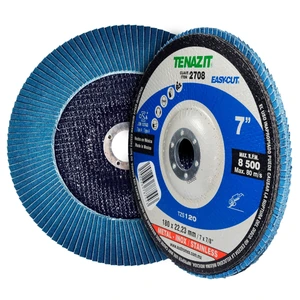 Disco laminado de zirconio - grano 120 de 180 x 22.2 mm para desbaste de acero inoxidable, metales y soldadura.