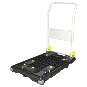 Carro plegable de plástico de 780 x 490 mm para transporte de material con capacidad máxima de 200 kg.