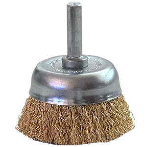 Cepillo tipo copa ondulado con vástago de 50 x 0.30 x 6.4 mm para limpieza de metales y remoción de óxido, pintura, barniz y madera