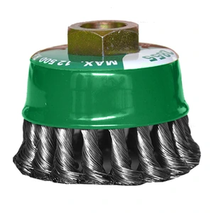 Cepillo tipo copa trenzado de para limpieza de metales y eliminación de soldadura, pintura, óxido, corrosión, fundición y cualquier adherencia