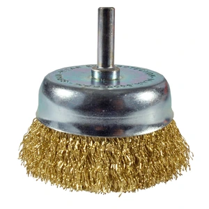 Cepillo tipo copa ondulado con vástago de 75 x 0.30 x 6.4 mm para limpieza de metales y remoción de óxido, pintura, barniz y madera