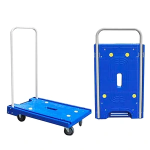 Carro plegable de plástico de 385 x 600 mm para transporte de material con capacidad máxima de 100 kg.