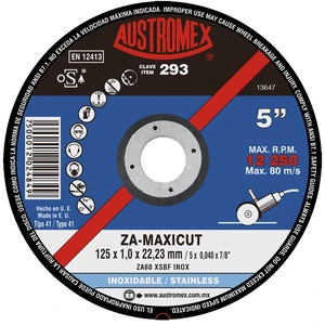 AUSTROMEX-293 / 293 Disco abrasivo para corte de acero al carbón y acero inoxidable de 125 x 1.0 x 22.23 mm