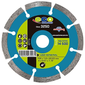 Disco de diamante de para corte de materiales de construcción en general: concreto, mármol, granito o cantera