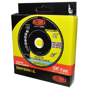 AUSTROMEX-3302 / 3302 Disco abrasivo para corte de acero inoxidable de 115 x 1.0 x 22.23 mm
