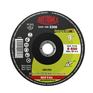 AUSTROMEX-3306 / 3306 Disco abrasivo para corte de acero al carbón de 230 x 2.0 x 22.23 mm