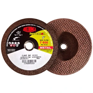 Copa abrasiva para desbaste de metal, soldadura, filos y rebabas de acero al carbón, hierro y fundición de 125 x 50 x 15.9-11 mm