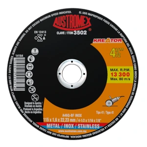 Disco abrasivo para corte de metal y ecero inoxidable de 115 x 1.6 x 22.23 mm