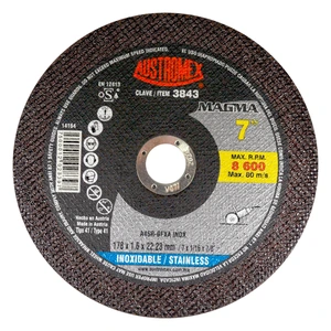 AUSTROMEX-3843 / 3843 Disco abrasivo para corte de acero inoxidable de 178 x 1.6 x 22.23 mm