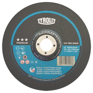 Disco abrasivo para desbaste, rebabeo, corte y ranurado, especialmente diseñados para corte de chapas, perfiles, tubos de paredes finas, secciones transversales, barras o acero reforzado y acero inoxidable de 178 x 3.5 x 22.23 mm