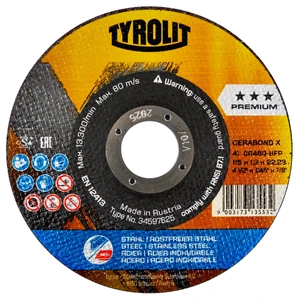 Disco de corte Tyrolit Cerabond de 115 x 1.3 mm, 2 en 1