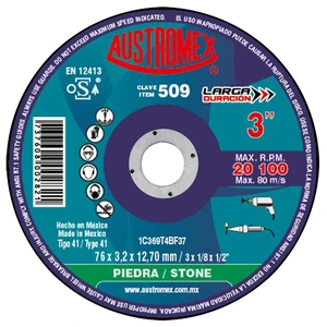 Disco abrasivo para corte de piedra de 76 x 3.2 x 12.70 mm
