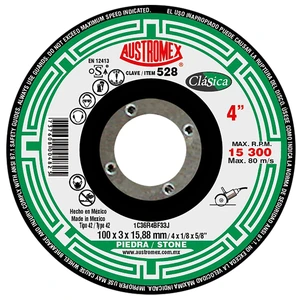 AUSTROMEX-528 / 528 Disco abrasivo de 100 x 3 x 15.88 mm para corte de piedra