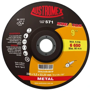 AUSTROMEX-571 / 571 Disco abrasivo de 230 x 3.2 x 22.23 mm para corte de metal, fundición y soldadura