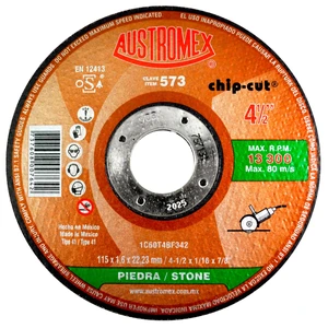 AUSTROMEX-573 / 573 Disco abrasivo de 115 x 1.6 x 22.23 mm para corte de piedra, concreto, ladrillo refractario y materiales de construcción
