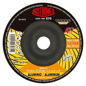 Disco abrasivo para desbaste de aluminio y metales no ferrosos de
