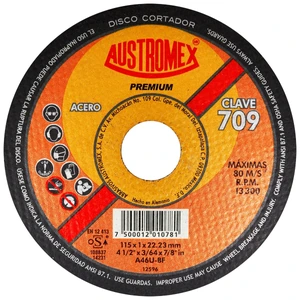 AUSTROMEX-709 / 709 Disco abrasivo para corte de acero al carbón de 115 x 1.0 x 22.23 mm