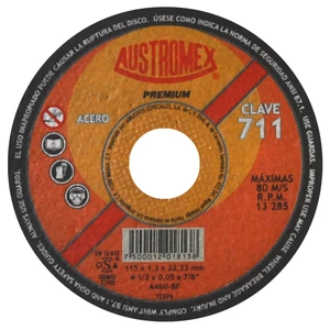AUSTROMEX-711 / 711 Disco abrasivo para corte de acero al carbón de 115 x 1.3 x 22.23 mm