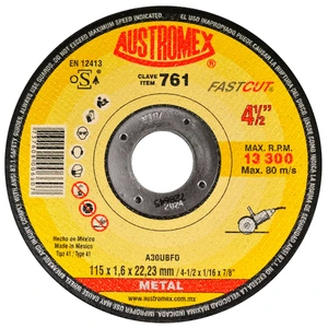 Disco abrasivo para corte de acero rápido de 115 x 1.6 x 22.23 mm