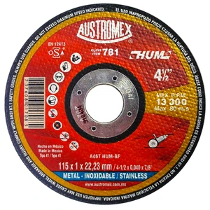 AUSTROMEX-781 / 781 Disco abrasivo de 115 x 1 x 22.23 mm para corte de acero inoxidable