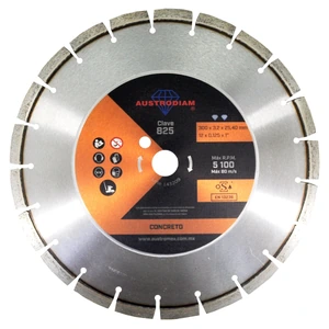 AUSTROMEX-825 / 825 Disco de diamante de 300 x 3.2 x 25.4 mm para corte de concreto curado o reforzado
