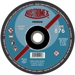AUSTROMEX-876 / 876 Disco abrasivo para corte de acero inoxidable de 230 x 1.9 x 22.23 mm