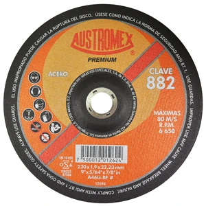 AUSTROMEX-882 / 882 Disco abrasivo para corte de acero al carbón de 230 x 1.9 x 22.23 mm