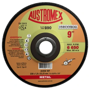 AUSTROMEX-890 / 890 Disco abrasivo de 230 x 1.9 x 22.23 mm para corte de metal