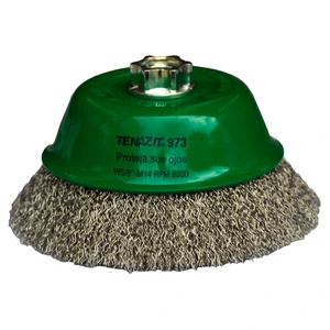 AUSTROMEX-973 / 973 Cepillo tipo copa ondulado de 125 x 0.30 x MR mm para limpieza de superficies de acero inoxidable y remoción de soldadura, pintura, corrosión, fundición y cualquier adherencia