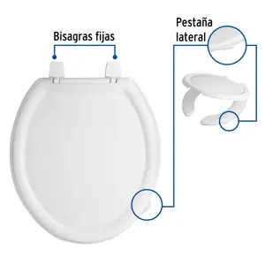 Asiento redondo ligero con tapa para WC, blanco, FOSET BASIC