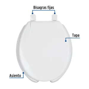 Asiento redondo con tapa para WC, abierto, blanco, FOSET