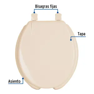 Asiento redondo con tapa para WC, abierto, hueso, FOSET