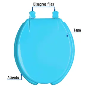 Asiento redondo con tapa para WC, abierto, azul, FOSET