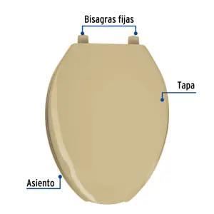 Asiento alargado con tapa para WC, abierto, beige, FOSET