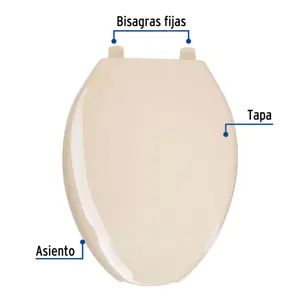 Asiento alargado con tapa para WC, abierto, hueso, FOSET