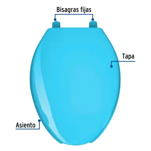 Asiento alargado con tapa para WC, abierto, azul, FOSET