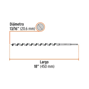 Broca auger tipo berbiquí 13/16