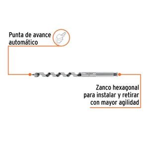 Broca auger tipo berbiquí 3/8
