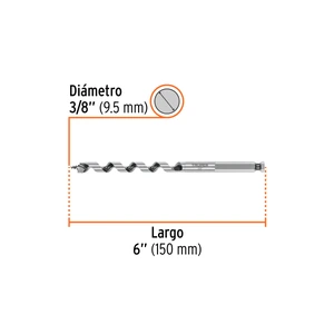 Broca auger tipo berbiquí 3/8