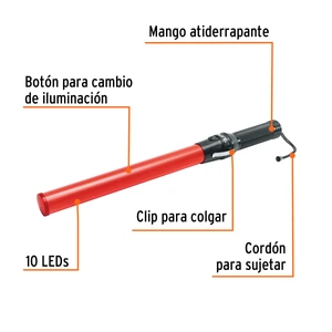 Truper Bastón luminoso de 53 cm con luz LED y clip para cinturón