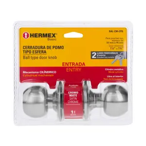 Hermex Cerradura esfera cilíndrico, entrada, cromo, blíster, Basic