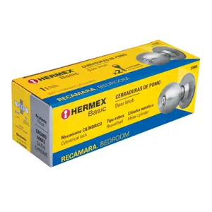 Hermex Cerradura tipo esfera, cilíndrico, recámara, cromo, Basic