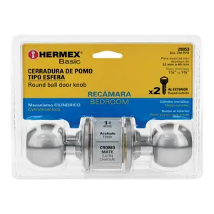 Hermex Cerradura esfera cilíndrico, recámara, cromo, blíster, Basic