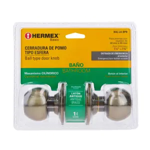 Hermex Cerradura esfera cilíndrico, baño, antiguo, blíster, Basic