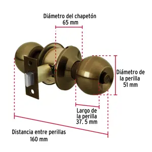 Hermex Cerradura esfera cilíndrico, baño, antiguo, blíster, Basic