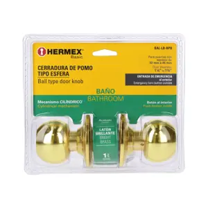 Hermex Cerradura esfera cilíndrico, baño, brillante, blíster, Basic