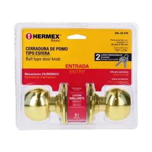 Hermex Cerradura esfera cilíndrico, entrada, brillante, blíster, HB