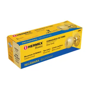 Hermex Cerradura tipo esfera cilíndrico, recámara, brillante, Basic